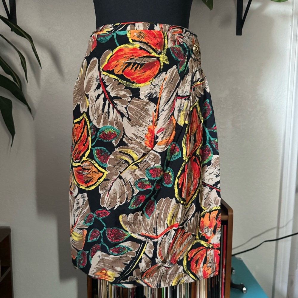 Vintage 90’s Tropical Faux Wrap Skirt